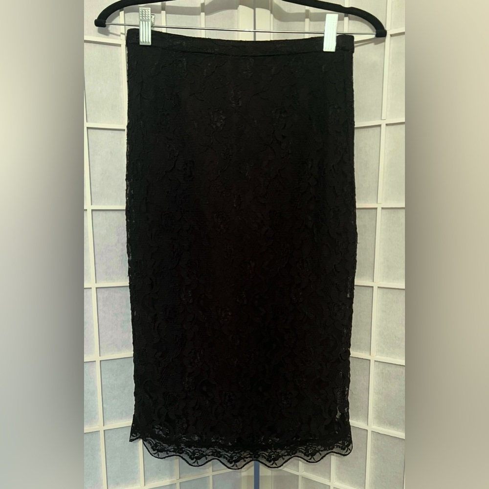 PINK PUMP Elegant Black Lace Midi Pencil Skirt